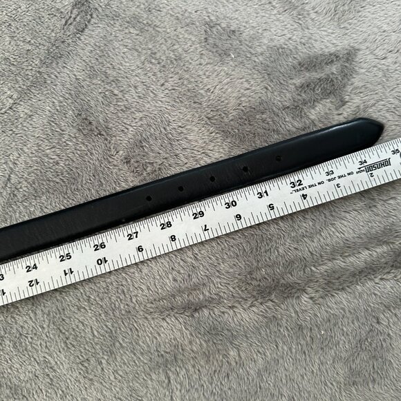 Nordstrom Belt Black Italian Calfskin Leather MEDIUM Black Buckle Thin - Picture 7 of 7